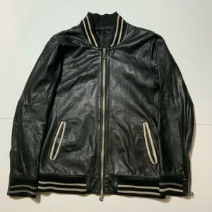 Sleek Black Leather Bomber Jacket